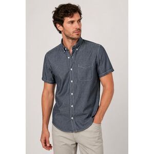 Ag Adriano Goldschmied Men XXL Shirt Gray Short Sleeve Button Up Lightweight H